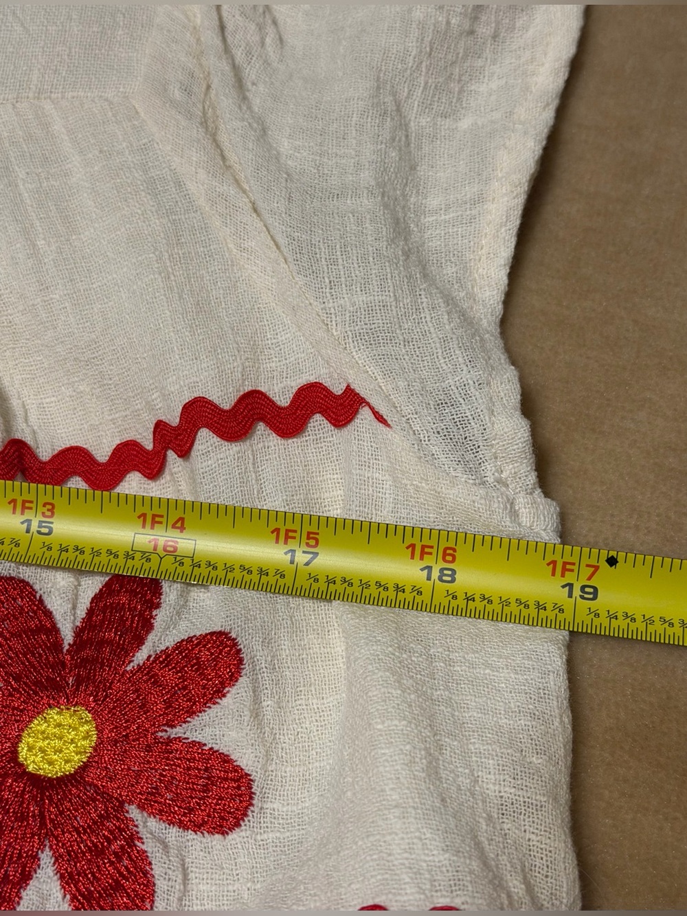 entro White Dress with Red Floral Embroidery - Picture 8 of 9